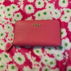 Coach Pink Medium Zip Around Wallet